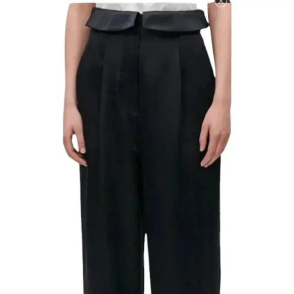 COS Silk Wide Leg Navy Blue Pants Trousers High Waist Size  12 - Picture 2 of 13